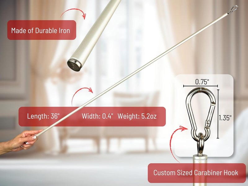 OooWow 36 inch (2 Pack) Pearl White Iron Curtain Pull Wand - Strong Drapery Pull Rod - Verstaile Curtain Wand - Metal Drapery Wand (36in WW 2pk) - Image 3